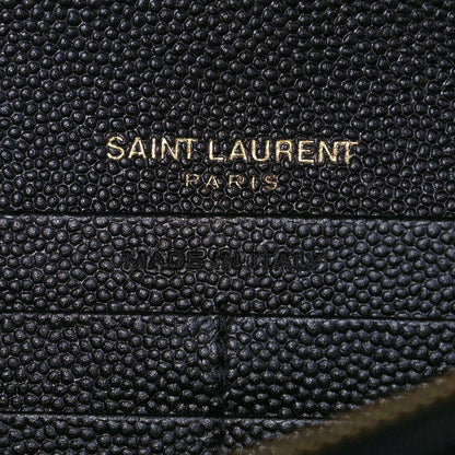 Saint Laurent Grain De Poudre Matelasse Chevron Monogram Chain Wallet Black 6 of 13