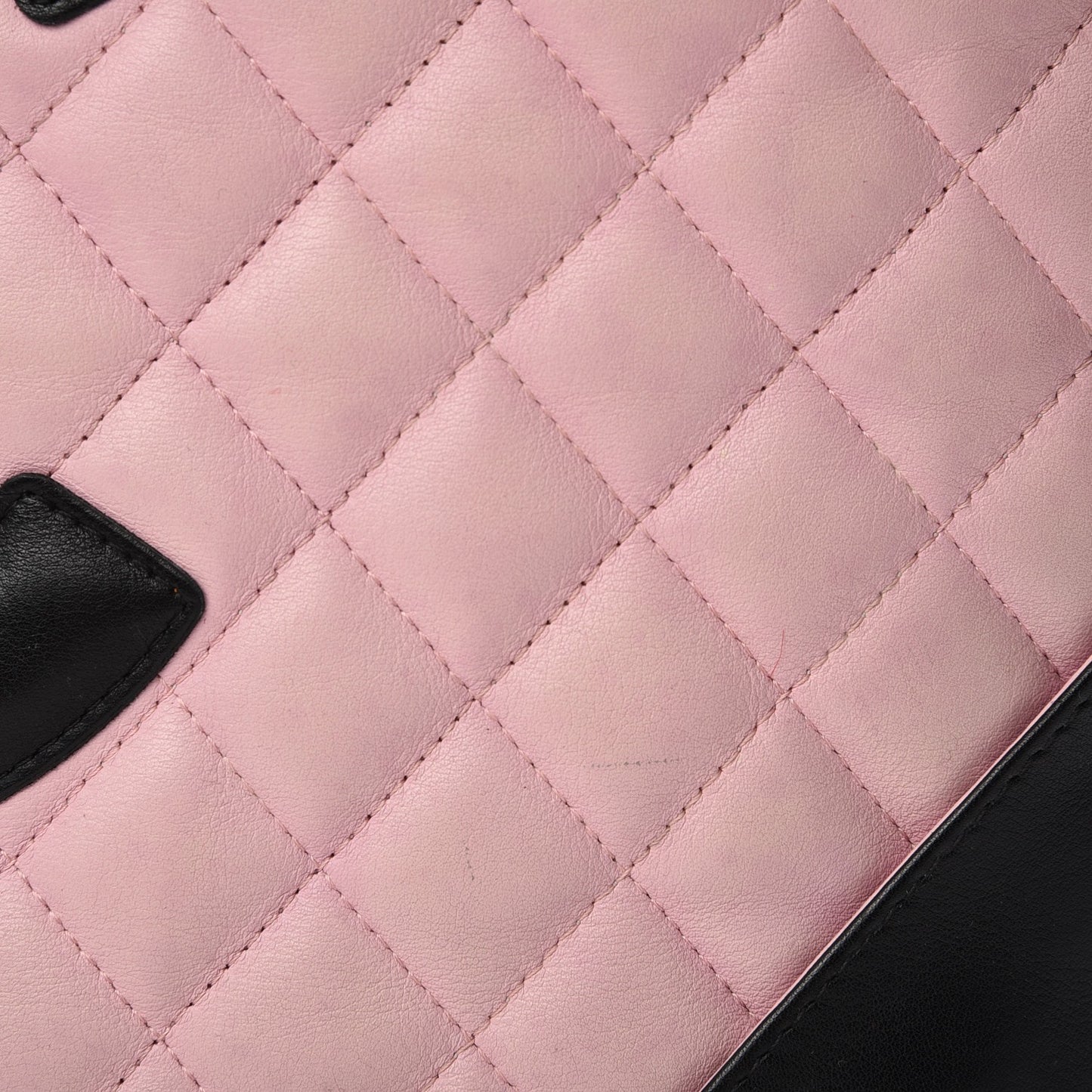 Calfskin Quilted Medium Cambon Tote Pink Black