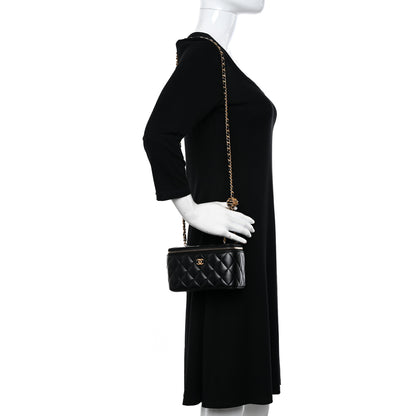 Chanel Lambskin Quilted Pearl Crush Small Vanity Case With Chain Black 2 of 11