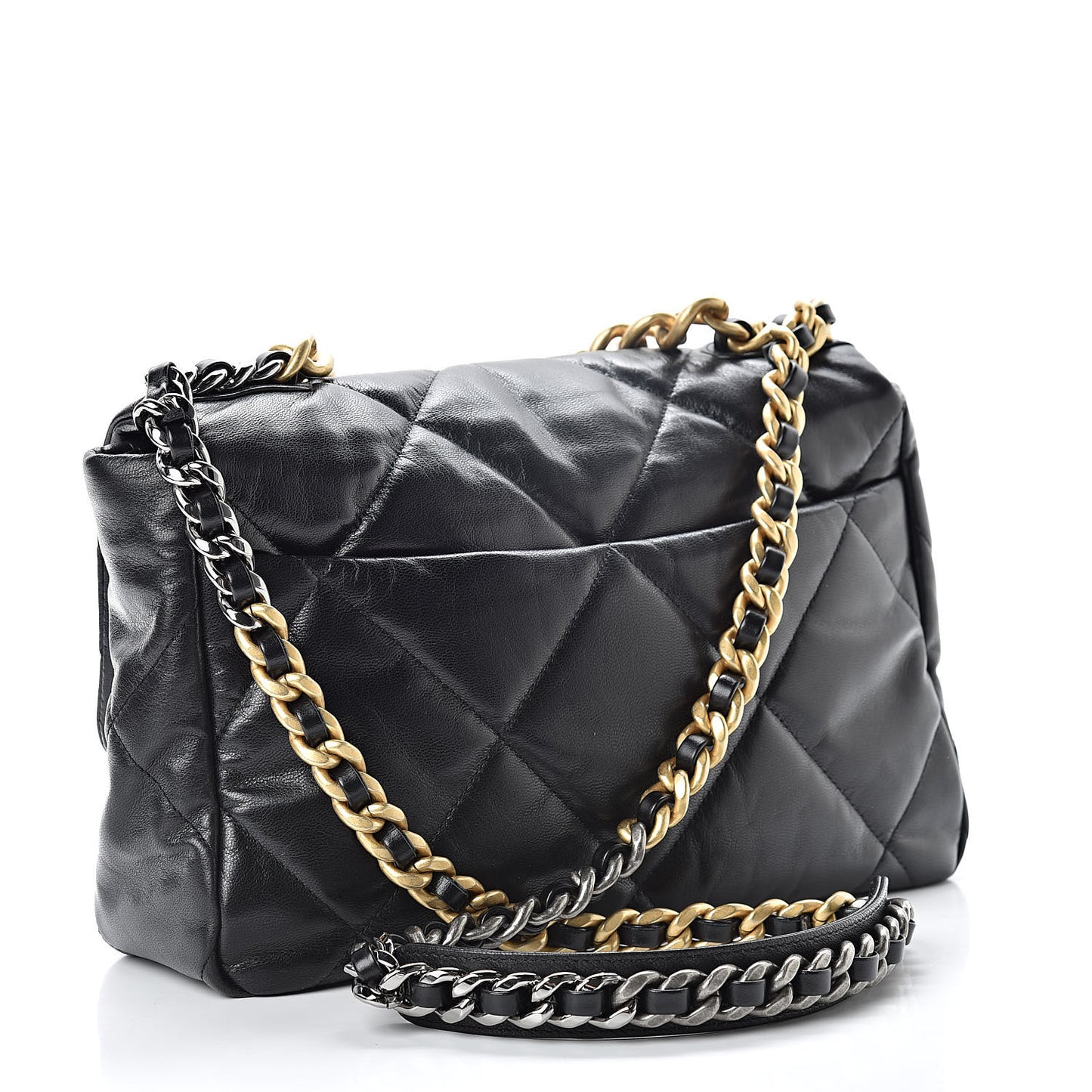 Goatskin Quilted Large 19 Flap Black