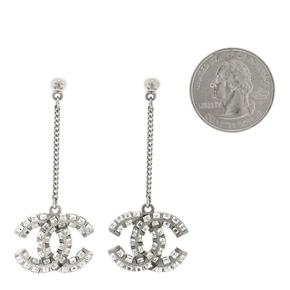 Chanel Baguette Crystal CC Drop Earrings Silver 2 of 3