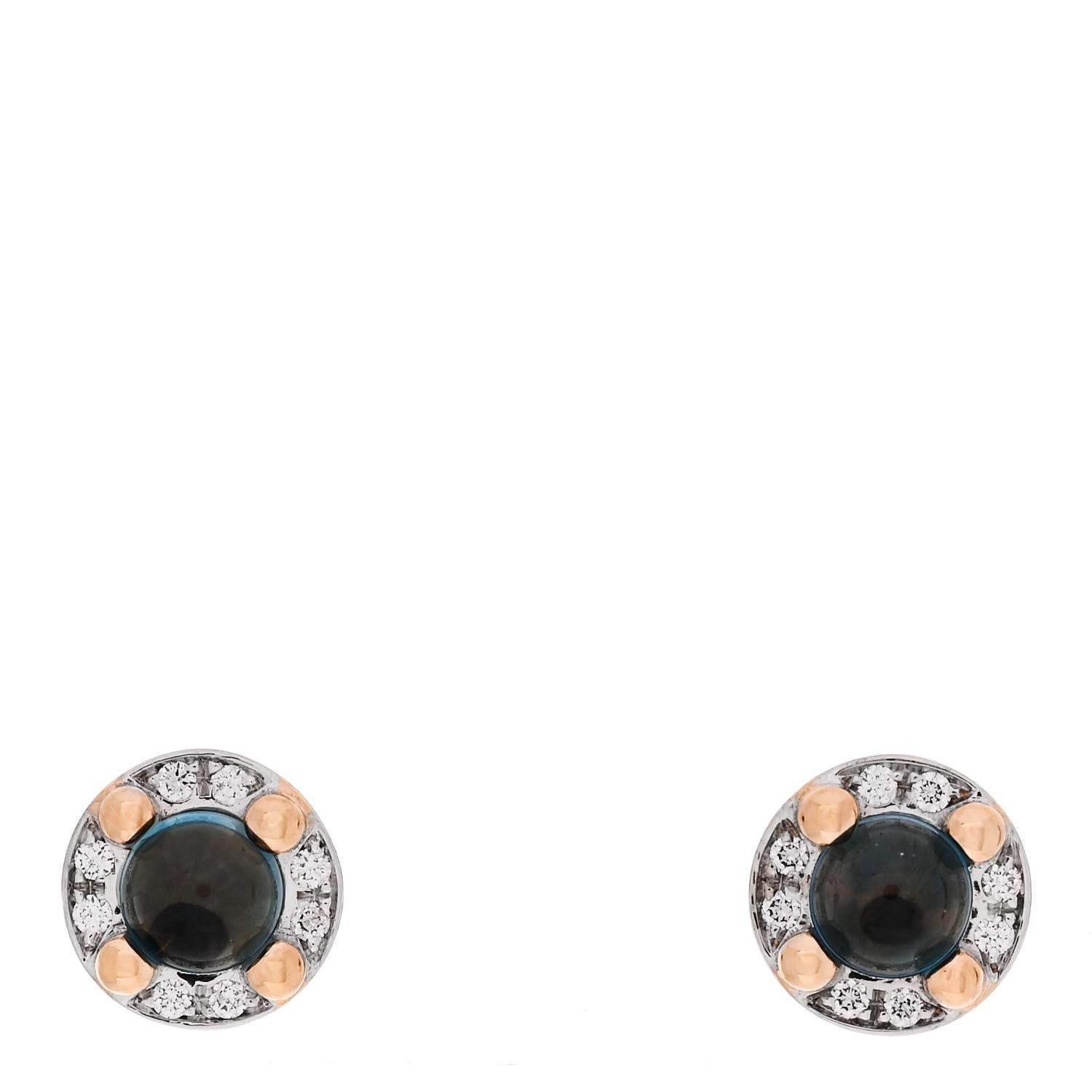 Pomellato 18K Rose Gold Diamond Blue Topaz M'Ama Non M'Ama Earrings 1 of 4