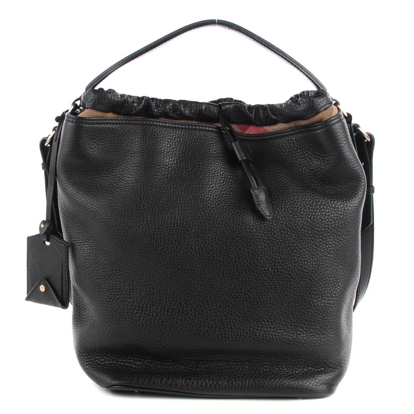 Grainy Calf Bucket Shoulder Bag Black