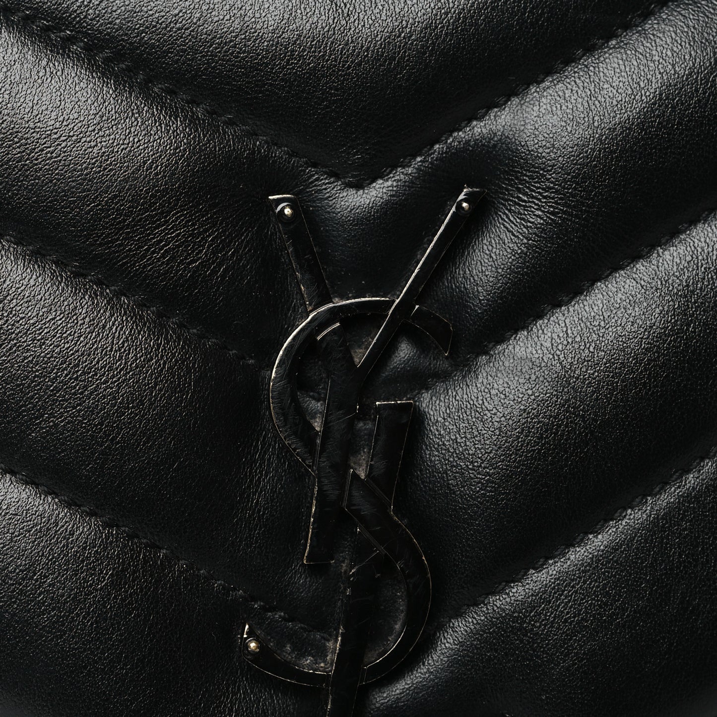 Calfskin Y Quilted Monogram Monochrome Medium Loulou Chain Satchel Black