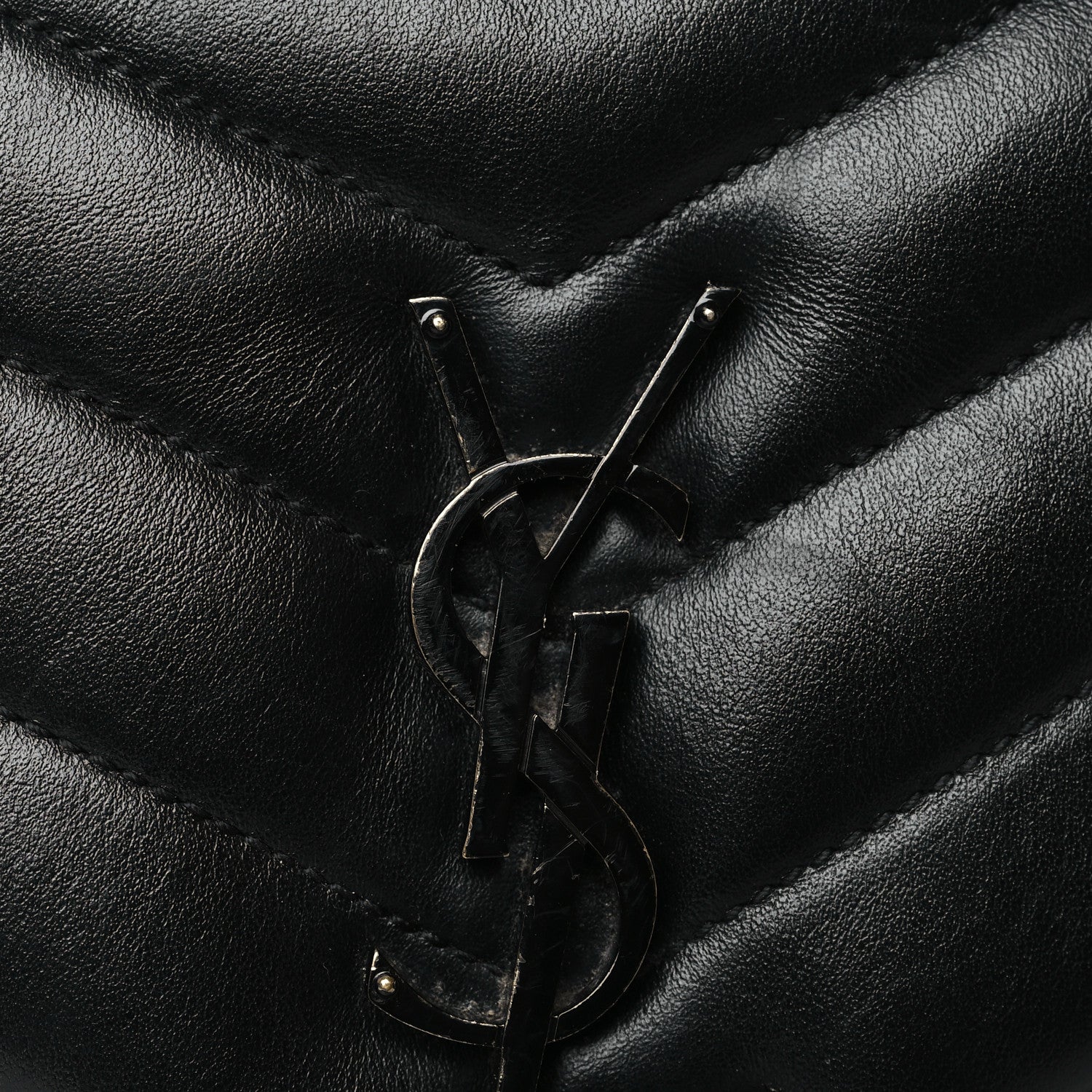 Saint Laurent Calfskin Y Quilted Monogram Monochrome Medium Loulou Chain Satchel Black 10 of 10