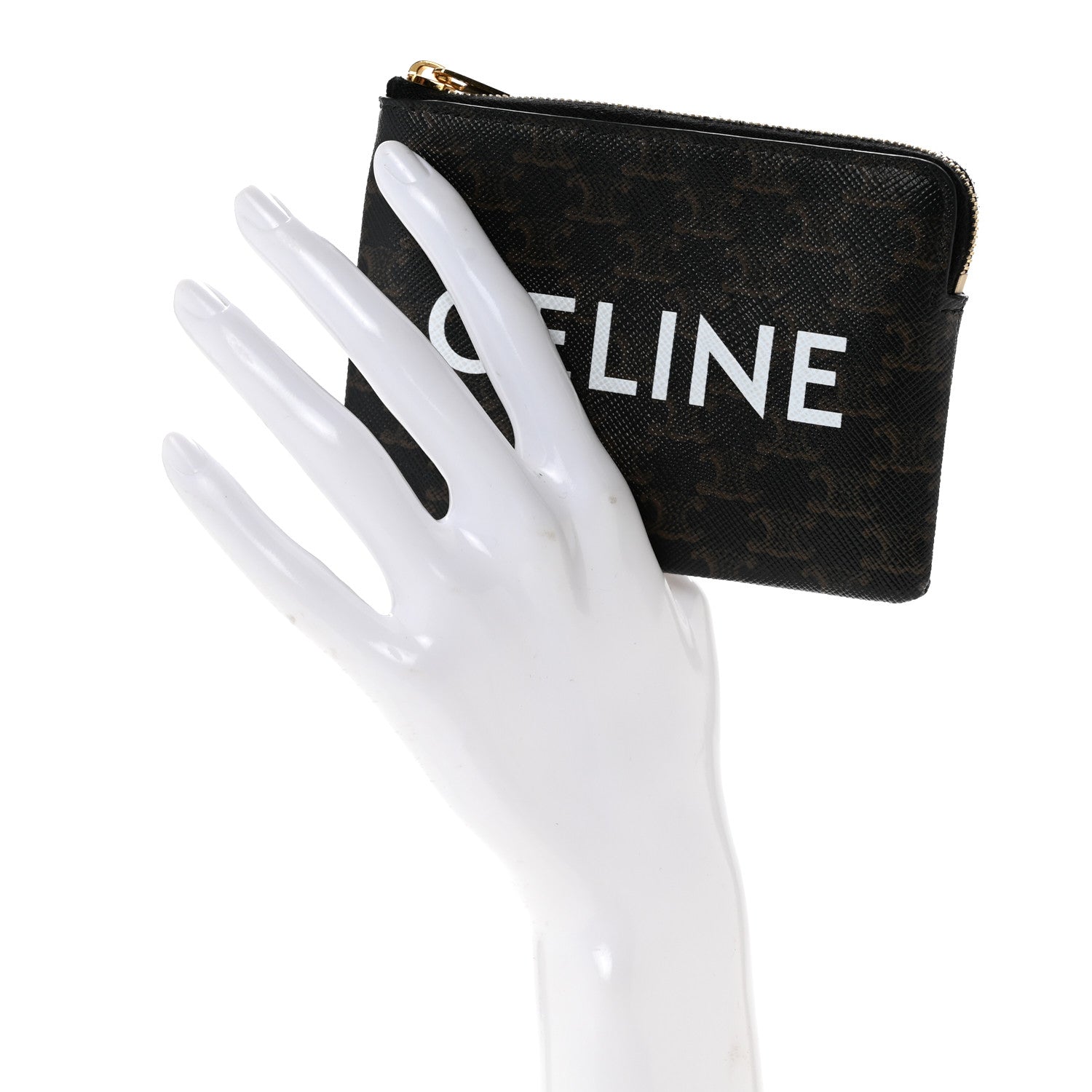 Celine Triomphe Canvas Logo Coin and Card Pouch With Hook Black 2 of 10