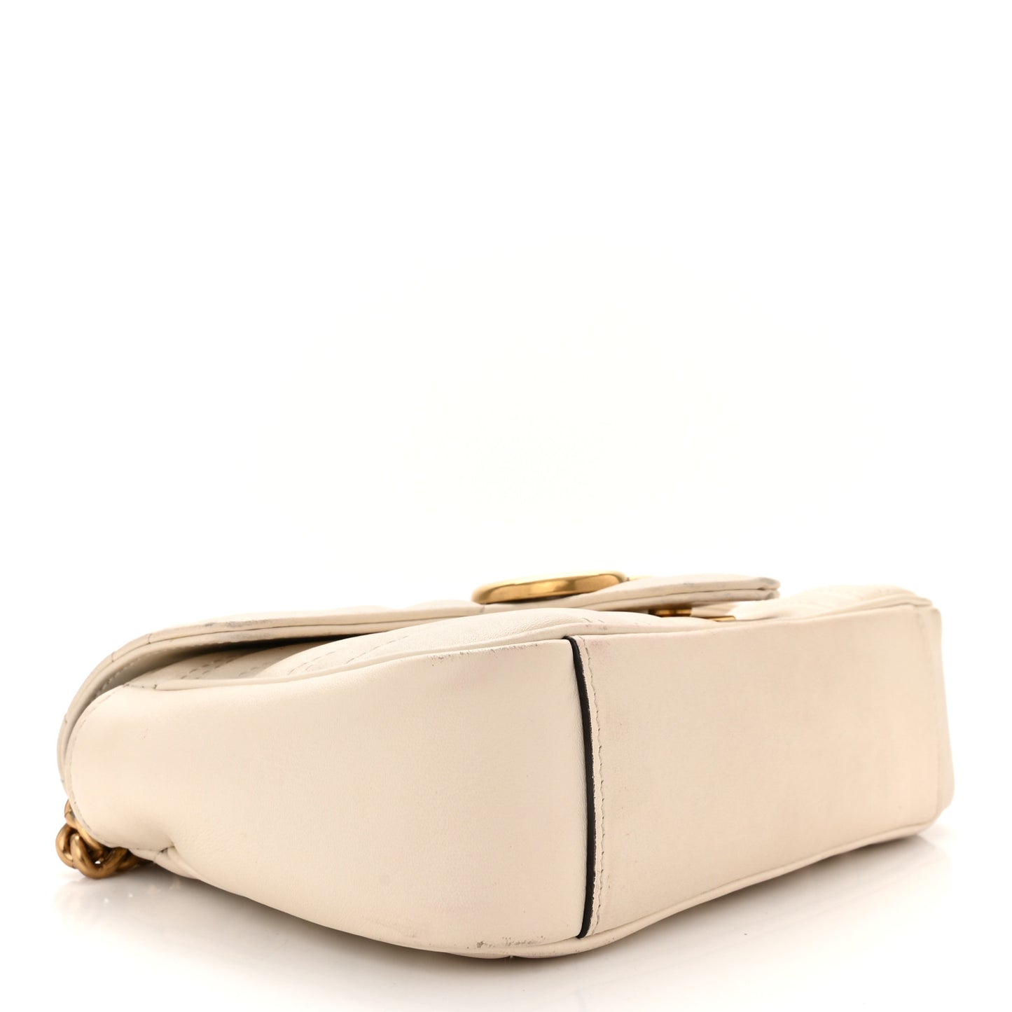 Calfskin Matelasse Mini GG Marmont Shoulder Bag White