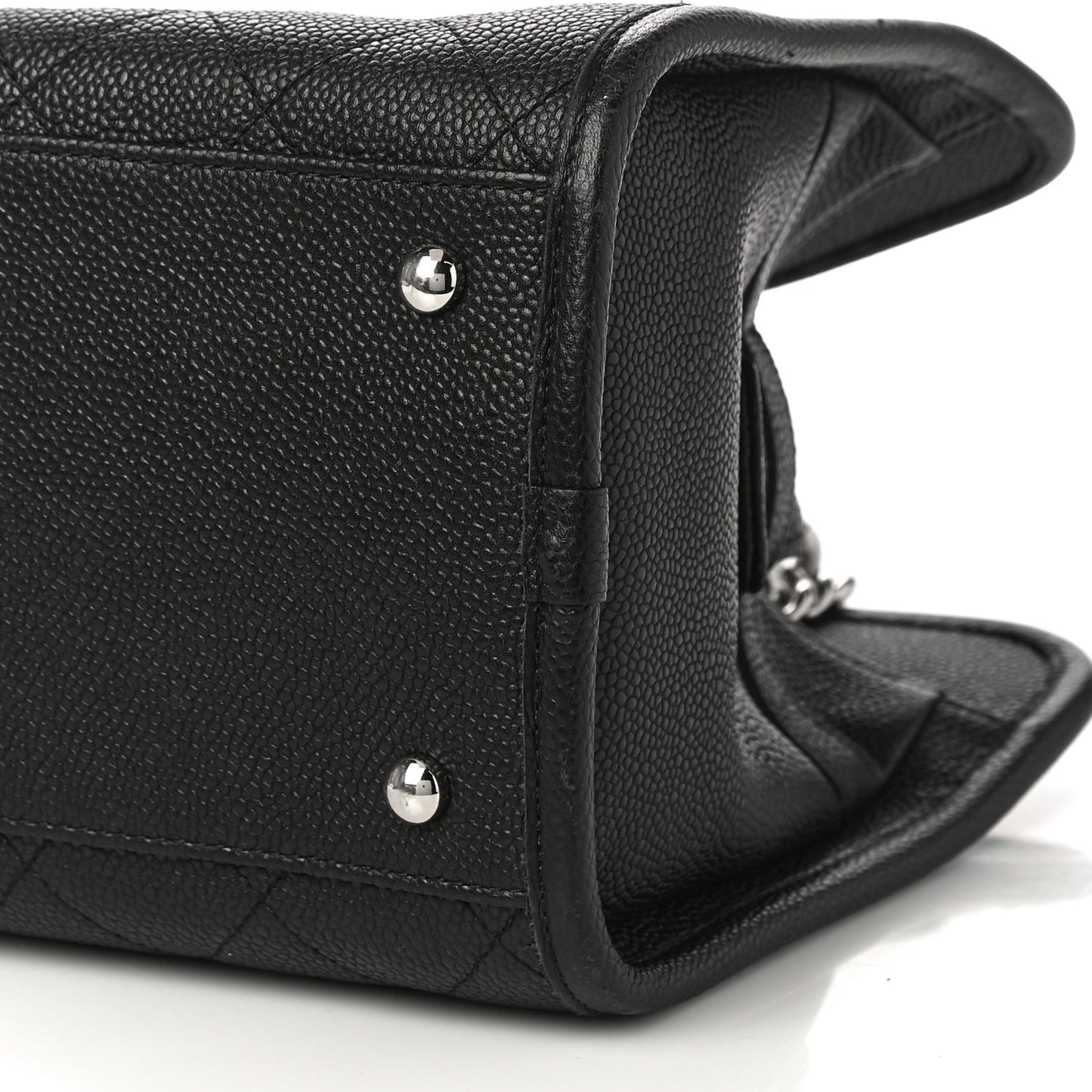 Caviar Stitched Shopping Tote Black