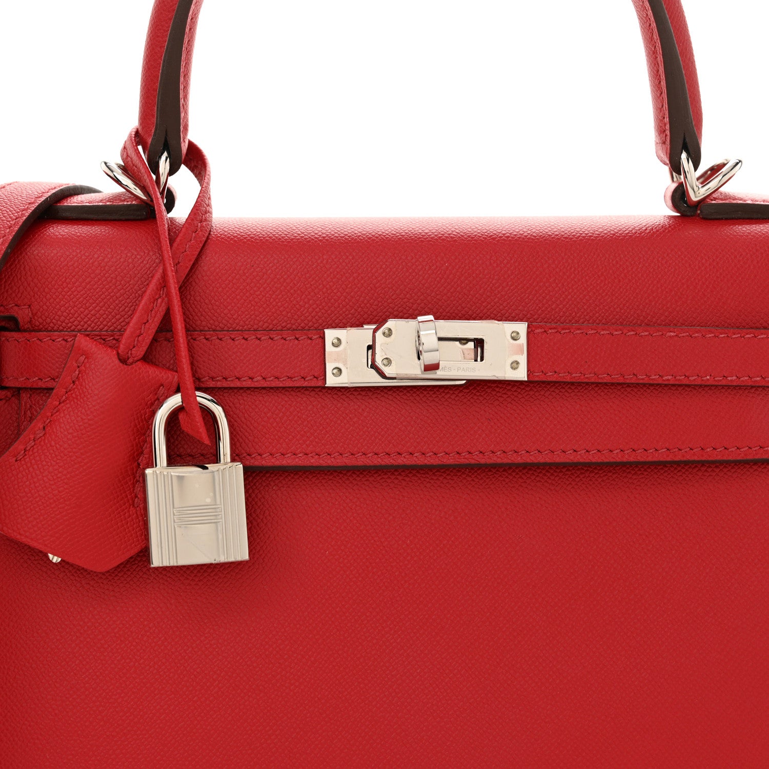 Hermes Madame Calfskin Verso Kelly Sellier 25 Rouge Piment Rose Shocking 8 of 13