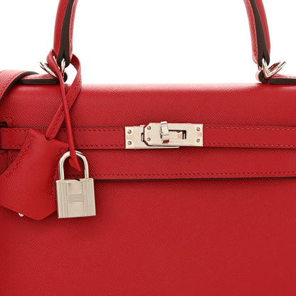 Hermes Madame Calfskin Verso Kelly Sellier 25 Rouge Piment Rose Shocking 8 of 13