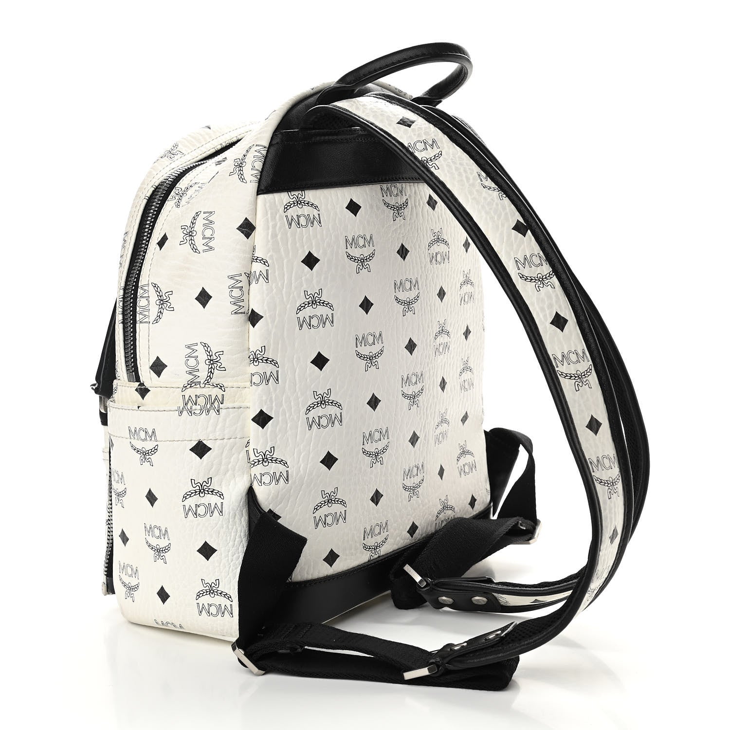 MCM Visetos Studded Small Dual Stark Backpack White 3 of 10