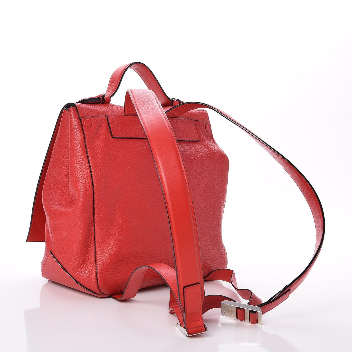 Pebbled Calfskin PS Courier Backpack Red