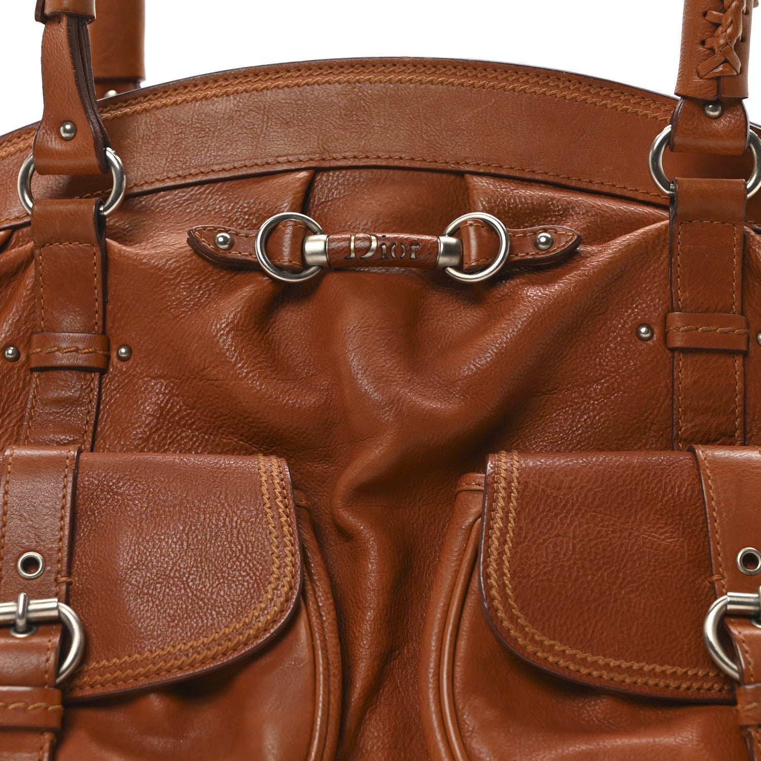 Christian Dior Calfskin My Dior Frame Double Pocket Satchel Brown 7 of 15