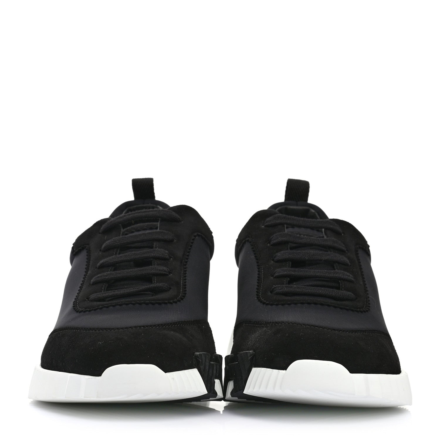 Hermes Technical Jersey Suede Goatskin Bouncing Sneakers 41 Black White 2 of 8
