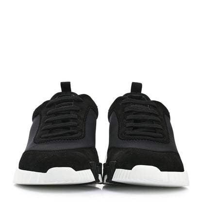Hermes Technical Jersey Suede Goatskin Bouncing Sneakers 41 Black White 2 of 8