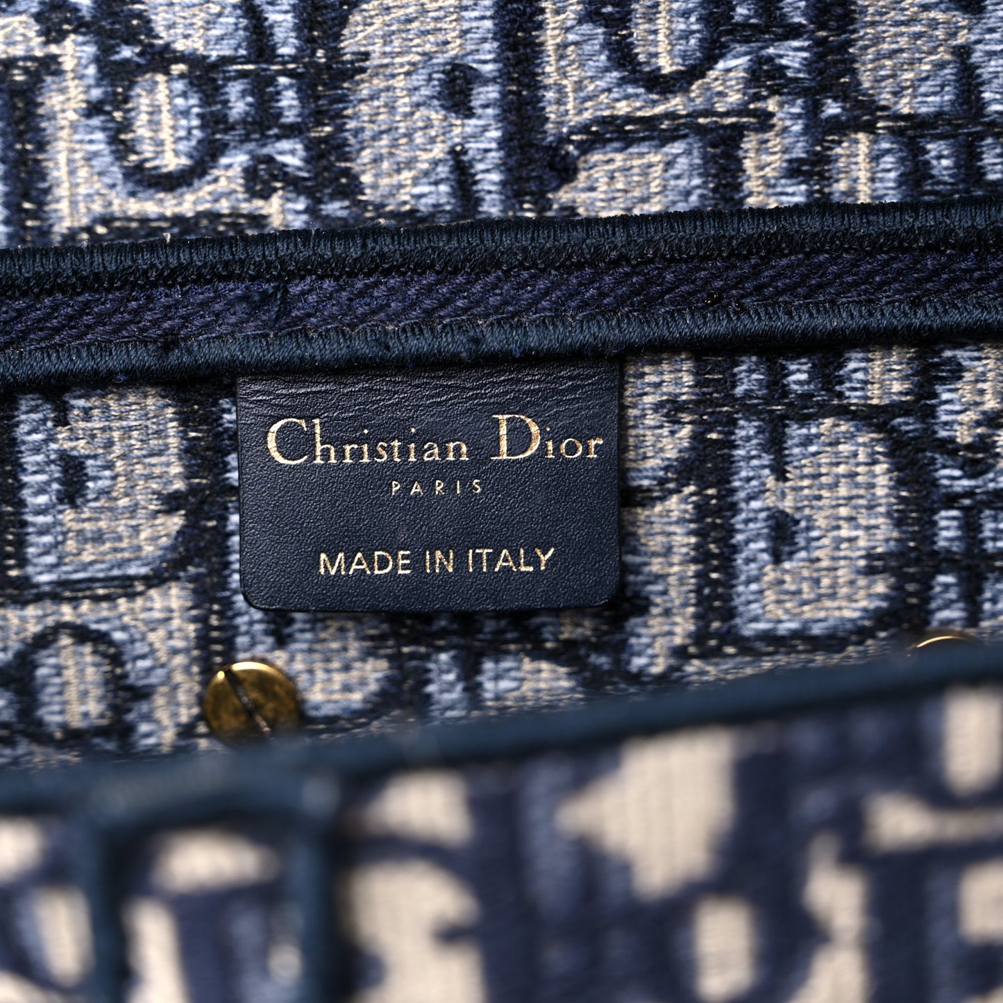 Oblique Embroidered Saddle Bag Blue