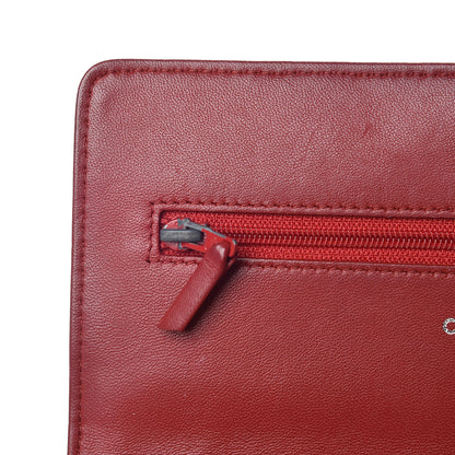 Chanel Lambskin Camellia Embossed Wallet On Chain WOC Red 17 of 19