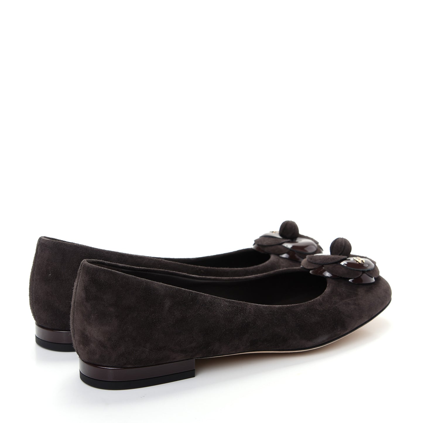 Suede Patent Camellia CC Ballerina Flat 36.5 Brown