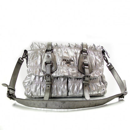 Prada Nappa Dressy Gaufre Messenger Silver 1 of 11