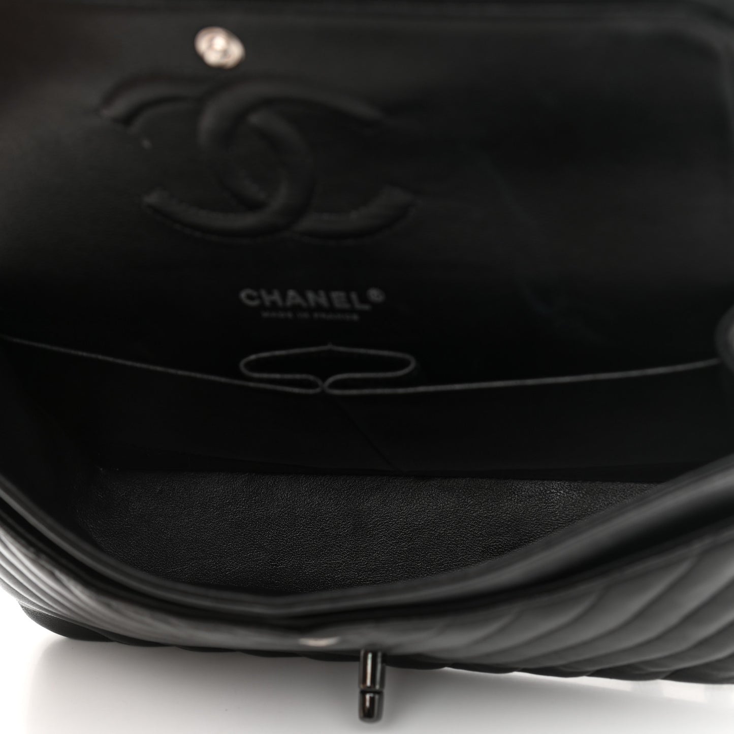 Lambskin Chevron Quilted Medium Double Flap So Black