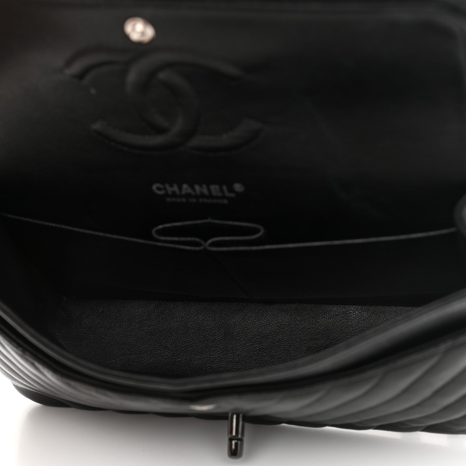 Chanel Lambskin Chevron Quilted Medium Double Flap So Black 5 of 15