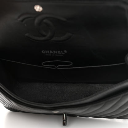 Chanel Lambskin Chevron Quilted Medium Double Flap So Black 5 of 15