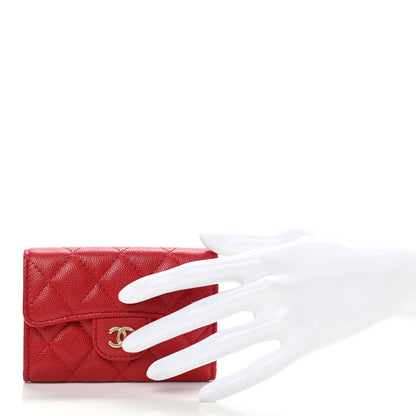 Chanel Caviar Quilted Flap Card Holder Wallet Red 2 of 8