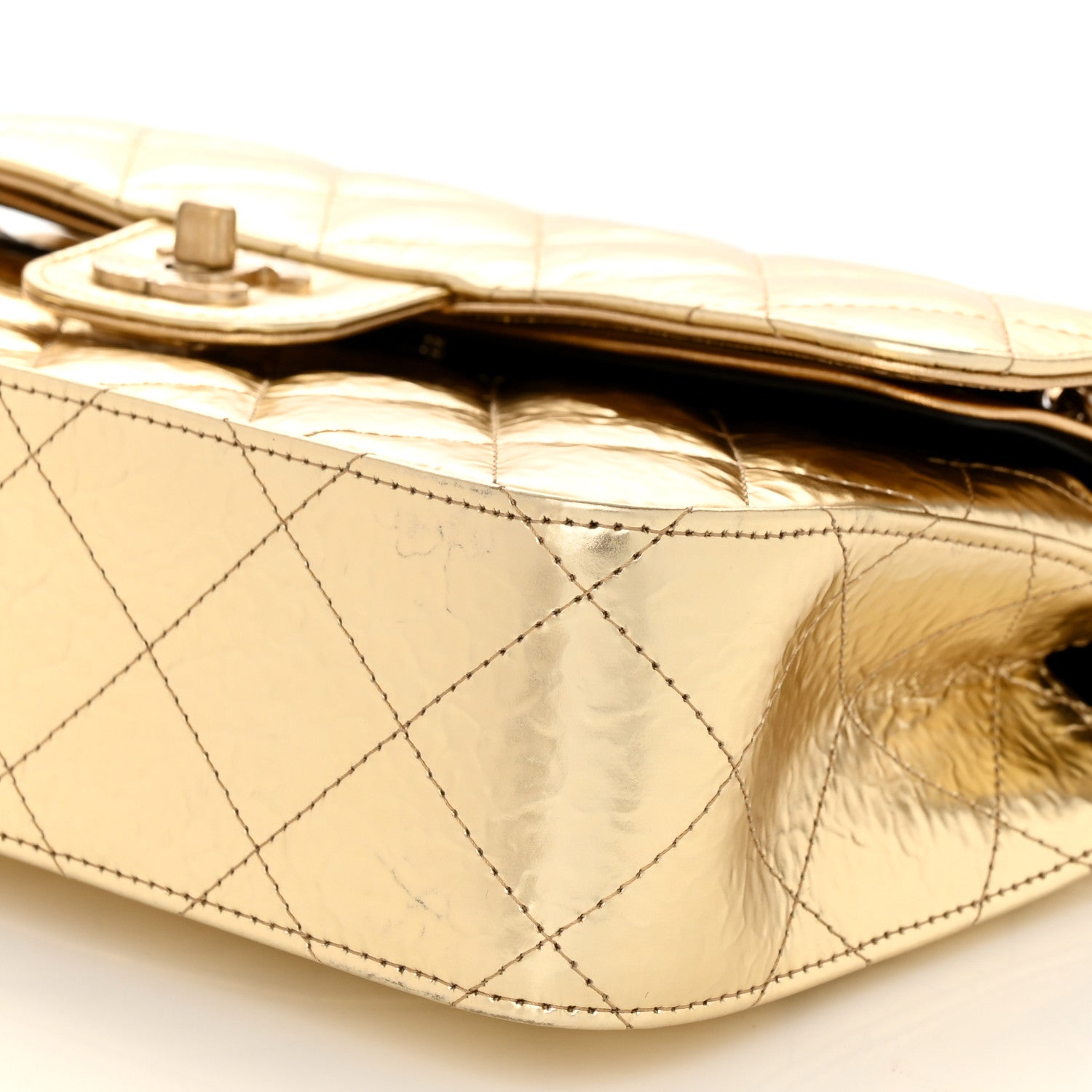 Chanel Hammered Metallic Calfskin Quilted Small Double Flap Gold 10 of 11