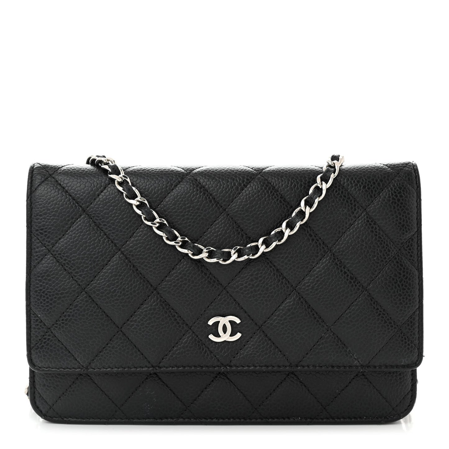 Caviar Quilted Wallet on Chain WOC Black