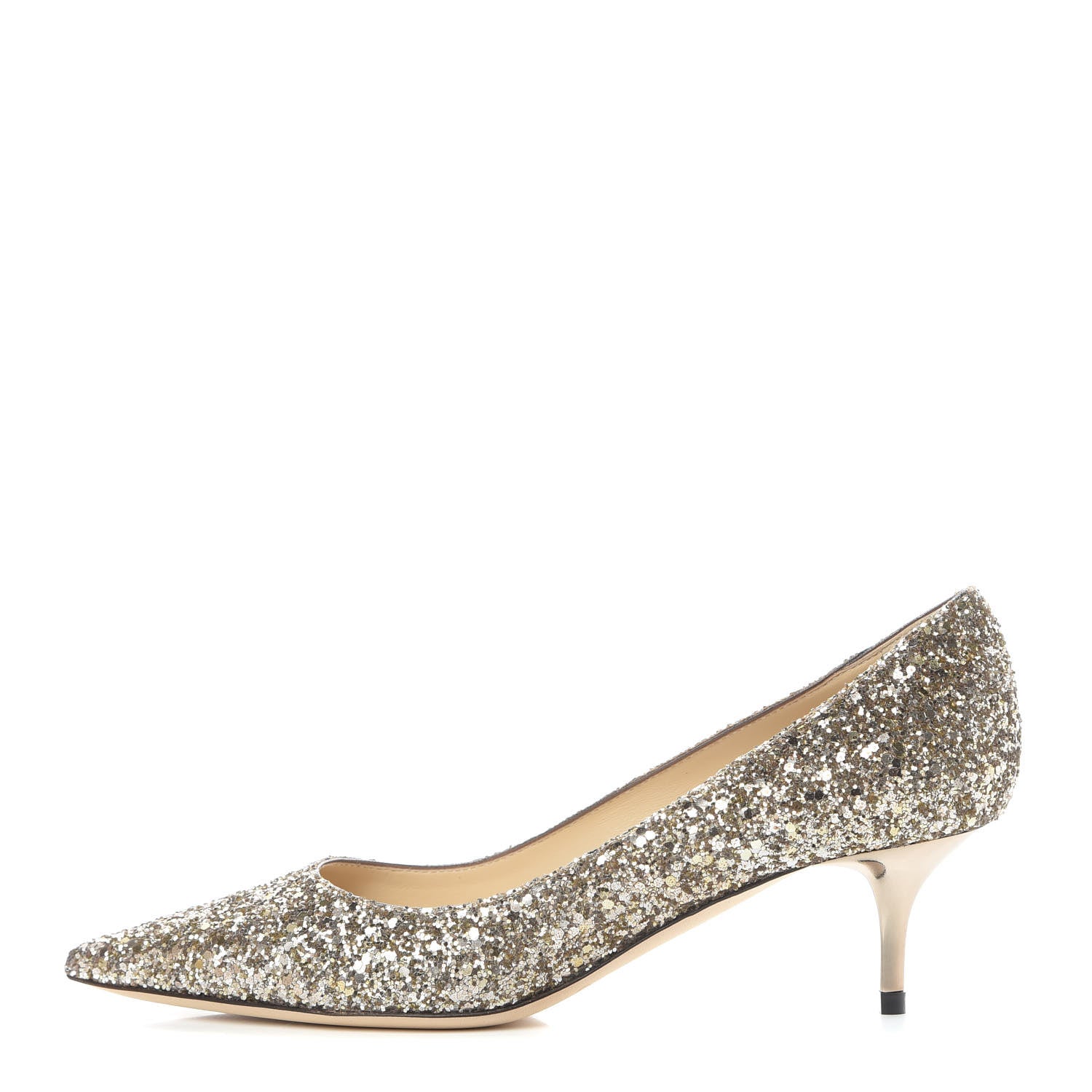 Jimmy Choo Coarse Glitter Fabric Pointy Toe Aza 40 Pumps 35.5 Antique Gold 1 of 8