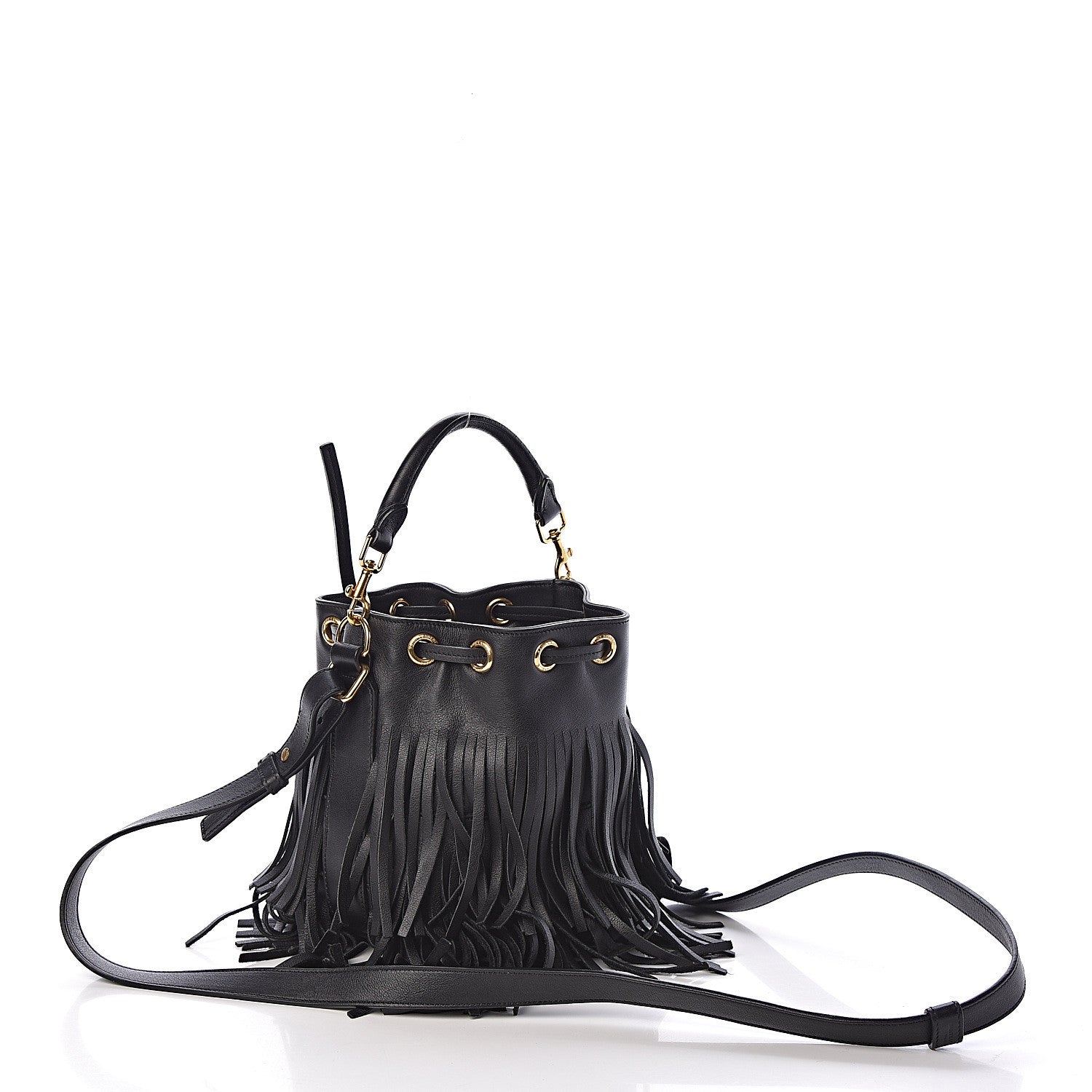 Saint Laurent Calfskin Small Emmanuelle Fringe Hobo Bag Black 4 of 9