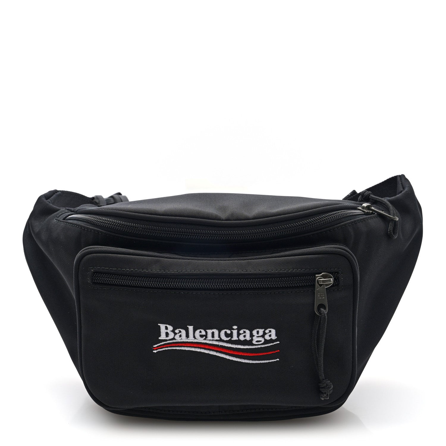 Balenciaga Casual Nylon Political Logo Explorer Beltpack Black White 1 of 9