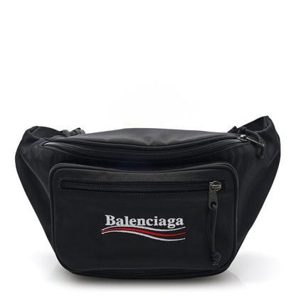 Balenciaga Casual Nylon Political Logo Explorer Beltpack Black White 1 of 9