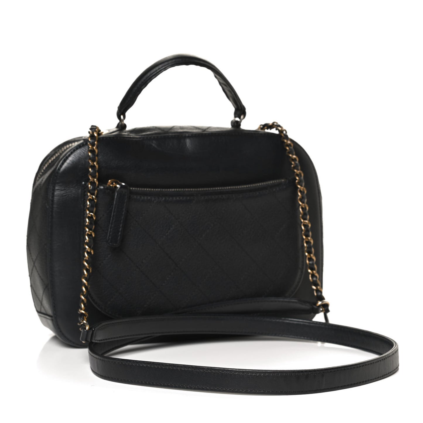 Shiny Calfskin Goatskin Quilted Coco Curve Vanity Black