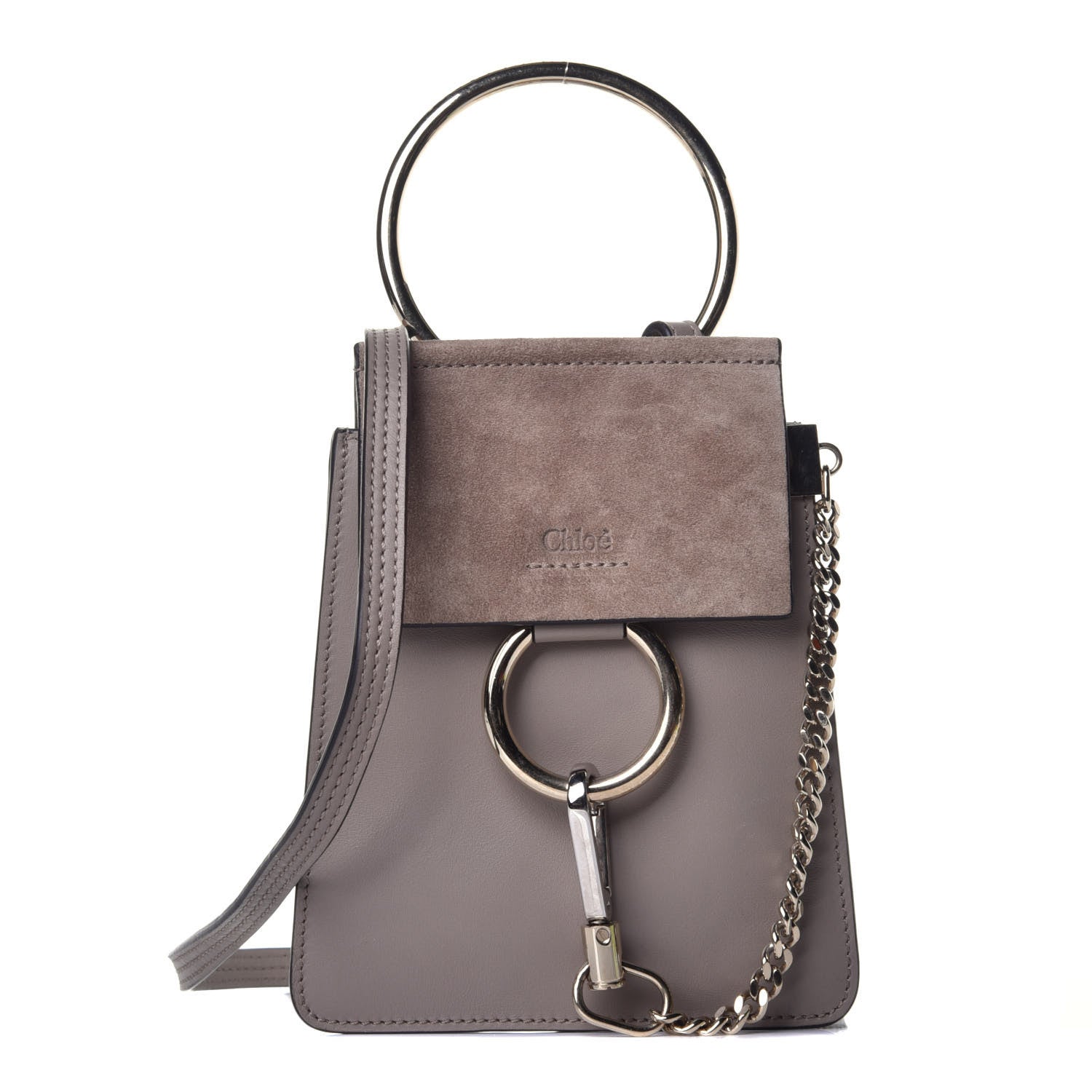Chloe Suede Calfskin Mini Faye Bracelet Bag Motty Grey 1 of 8
