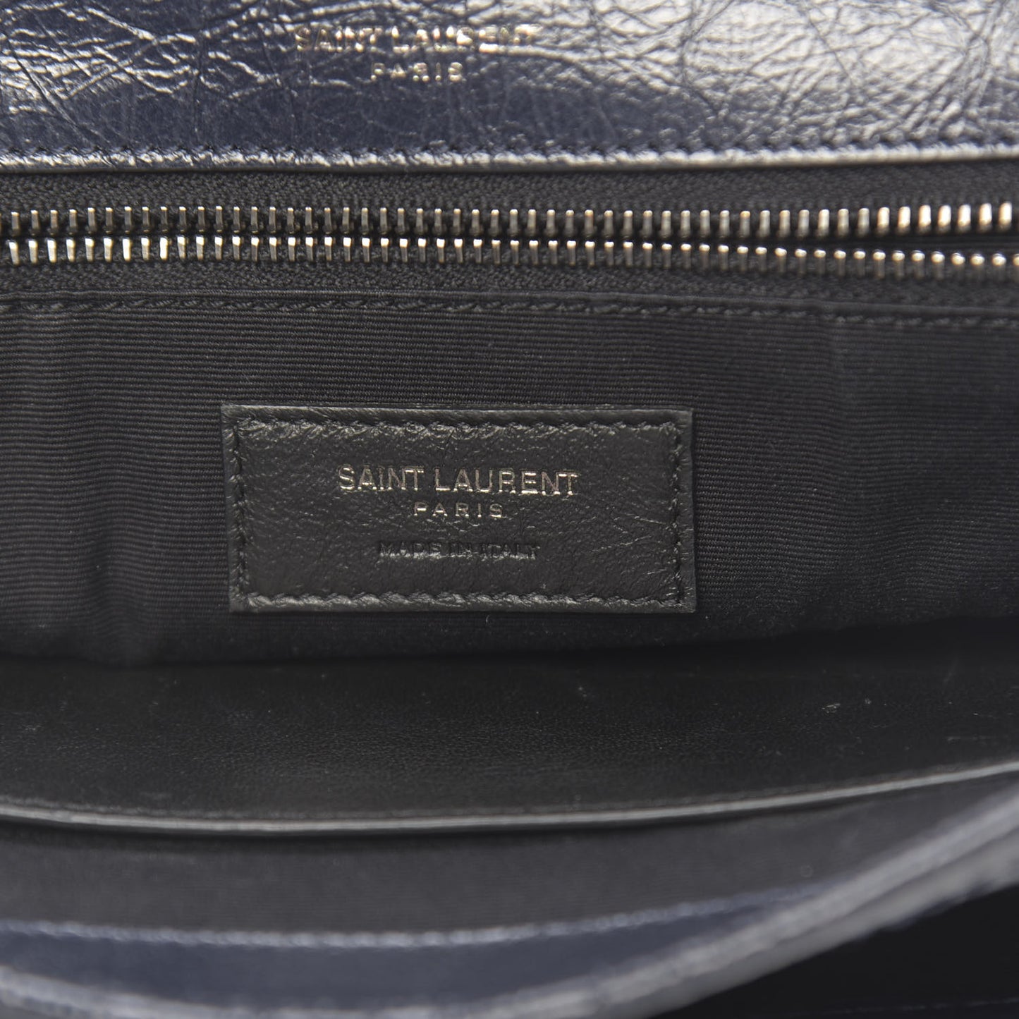 Crinkled Calfskin Matelasse Monogram Medium Niki Chain Satchel Deep Marine