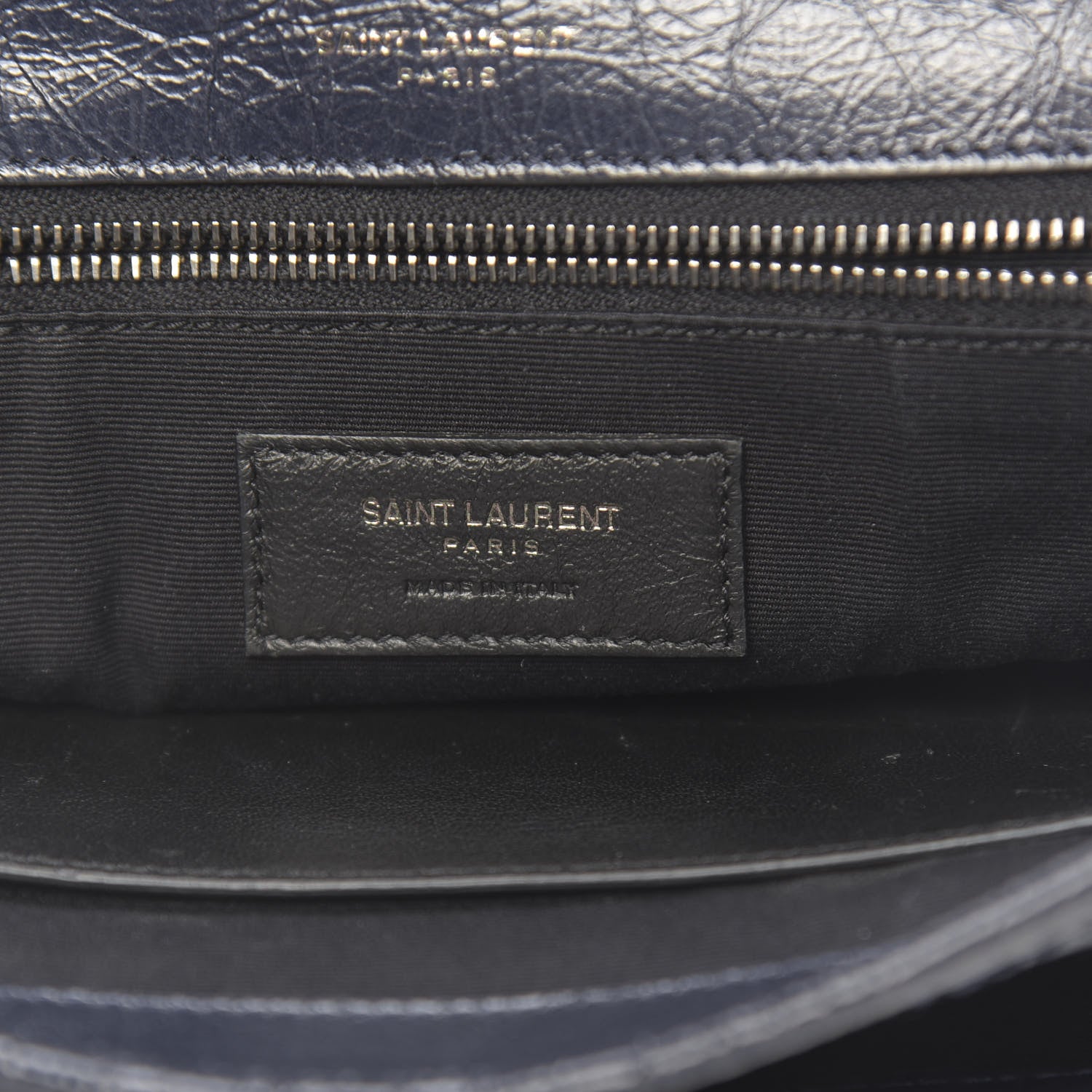 Saint Laurent Crinkled Calfskin Matelasse Monogram Medium Niki Chain Satchel Deep Marine 6 of 11