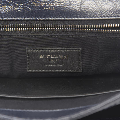 Saint Laurent Crinkled Calfskin Matelasse Monogram Medium Niki Chain Satchel Deep Marine 6 of 11