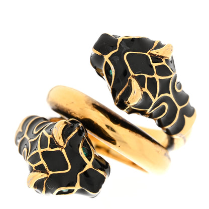 Gucci Tiger Heads Double Wrap Ring 50 5.5 Aged Gold Black 1 of 7
