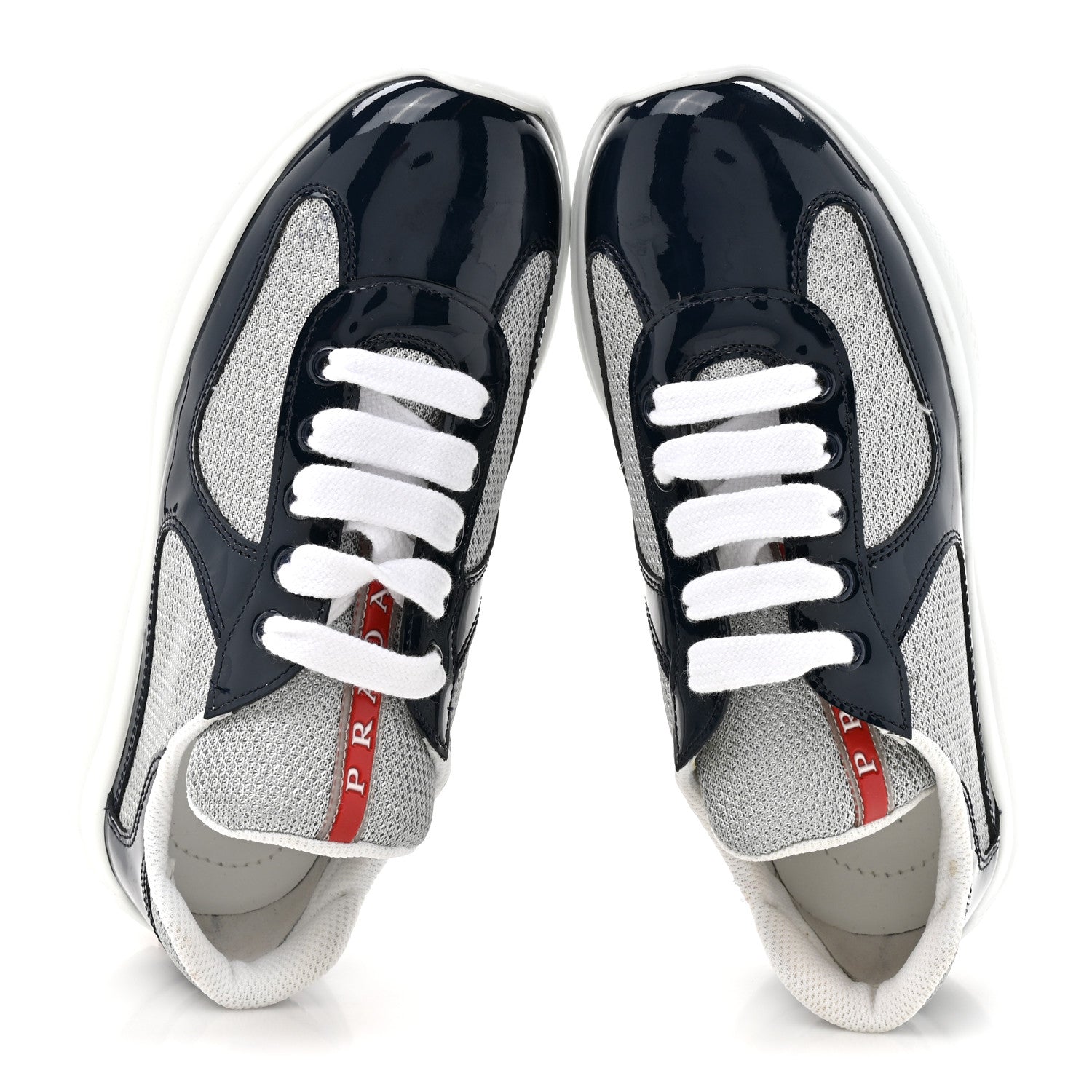 Prada Patent Technical Fabric America's Cup Biker Sneakers 35 Royal Blue 2 of 12