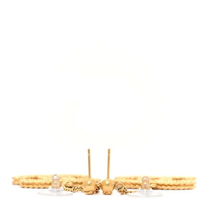 Chanel CC Drop Earrings Matte Gold 3 of 5