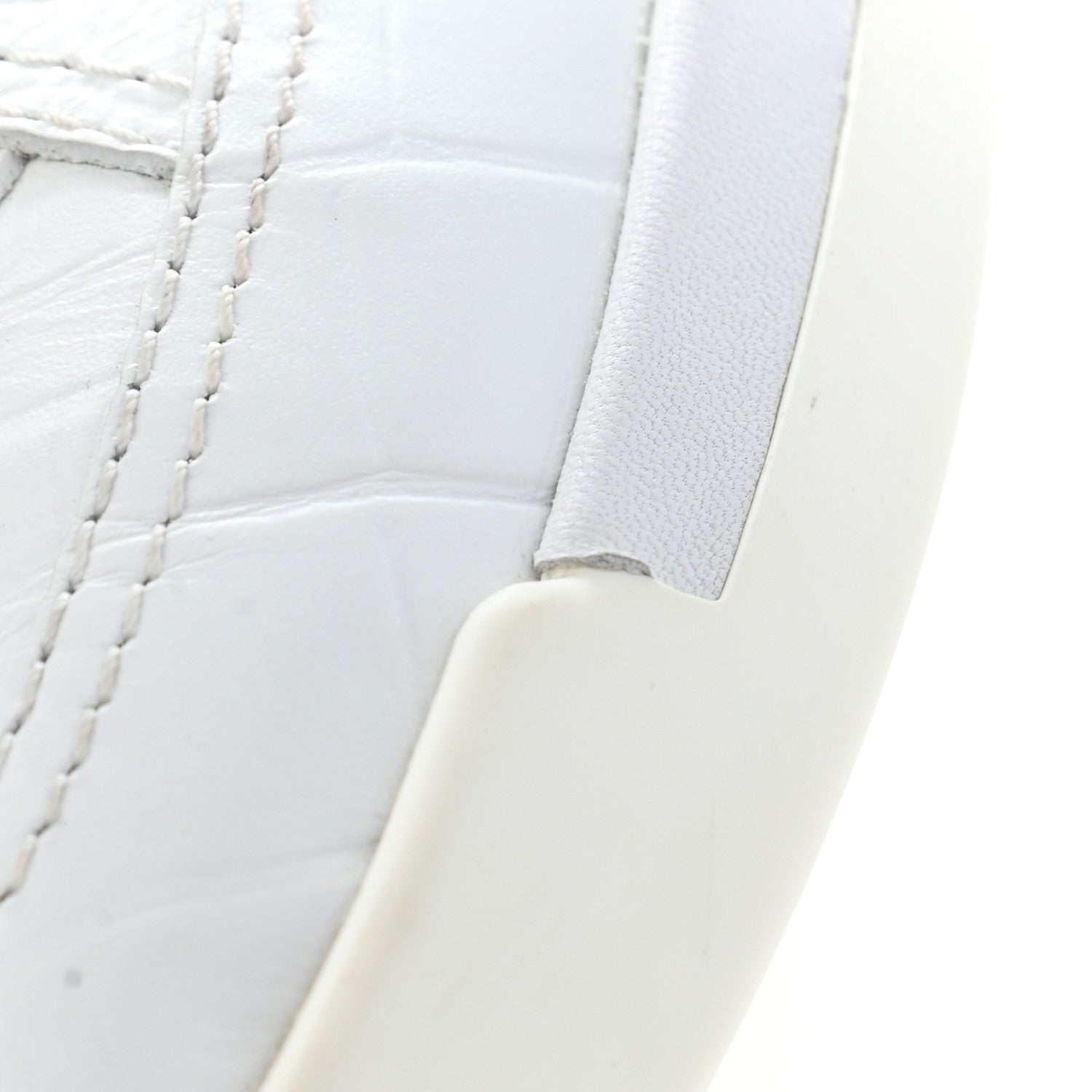 Chanel Calfskin Crocodile Embossed Cocodile High Top Sneakers 38 White 13 of 15