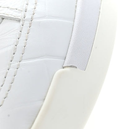 Chanel Calfskin Crocodile Embossed Cocodile High Top Sneakers 38 White 13 of 15