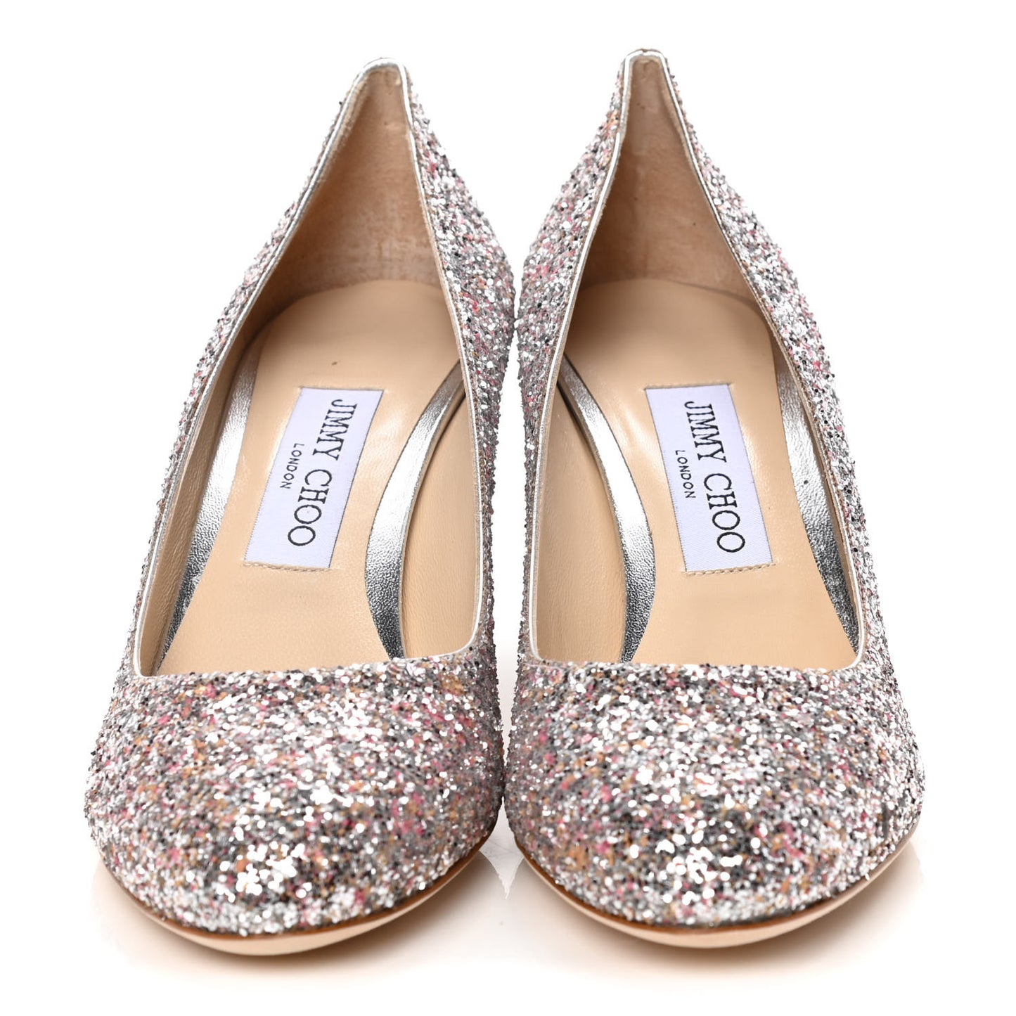 Coarse Glitter Calfskin Billie 85 Pump 38.5 Metallic