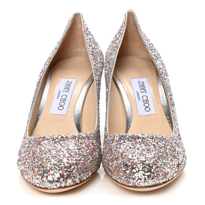 Jimmy Choo Coarse Glitter Calfskin Billie 85 Pump 38.5 Metallic 2 of 10