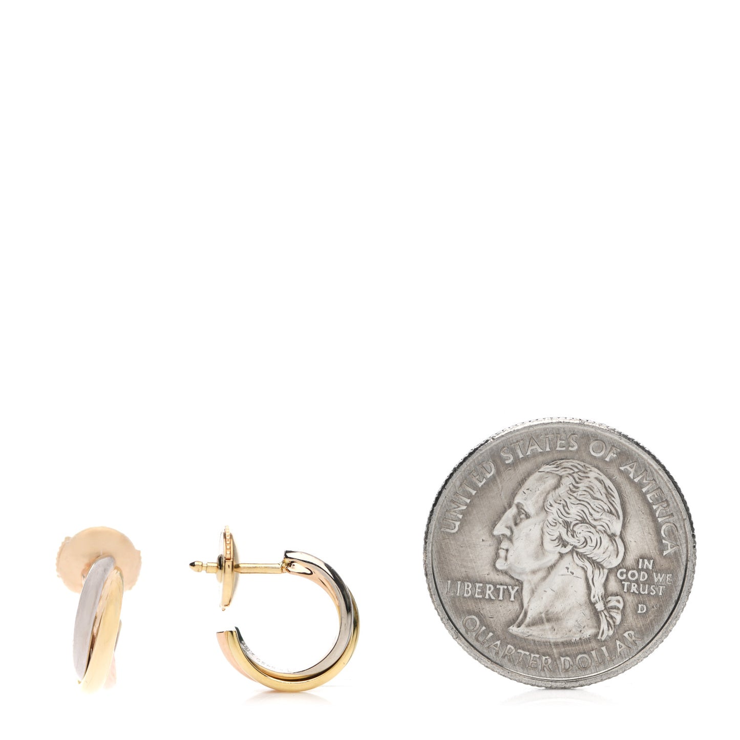 18K Pink Yellow White Gold 13mm Trinity Hoop Earrings
