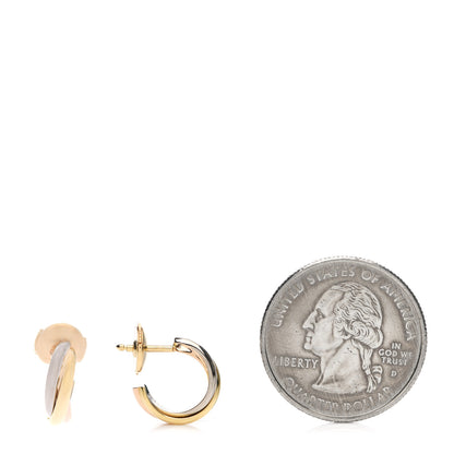 Cartier 18K Pink Yellow White Gold 13mm Trinity Hoop Earrings 2 of 4