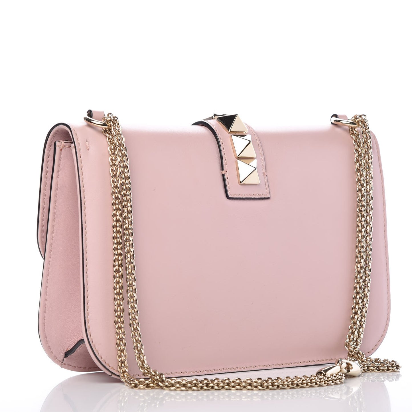 Vitello Medium Glam Lock Rockstud Flap Water Rose
