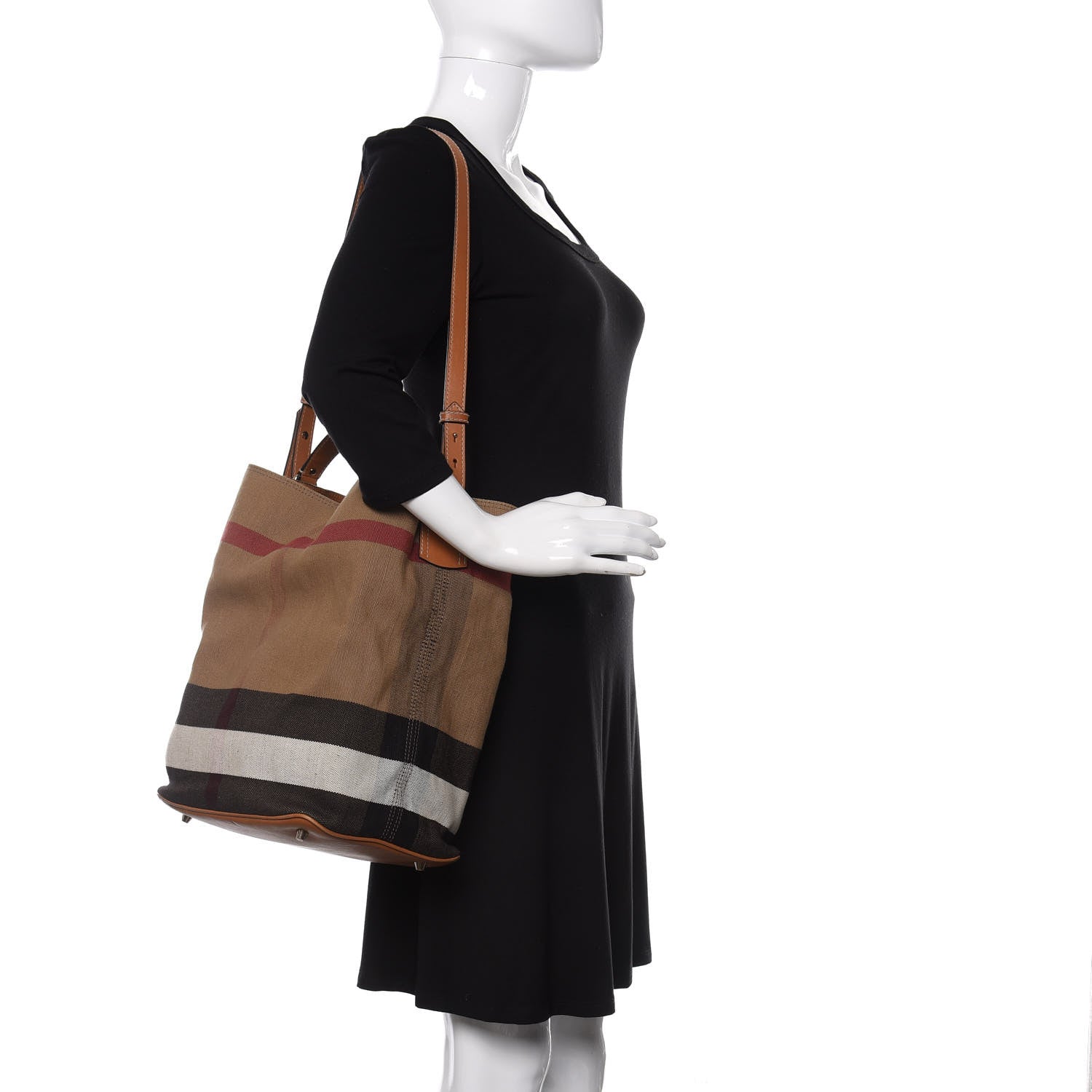 Burberry Canvas Mega Check Medium Ashby Hobo Saddle Brown 2 of 9