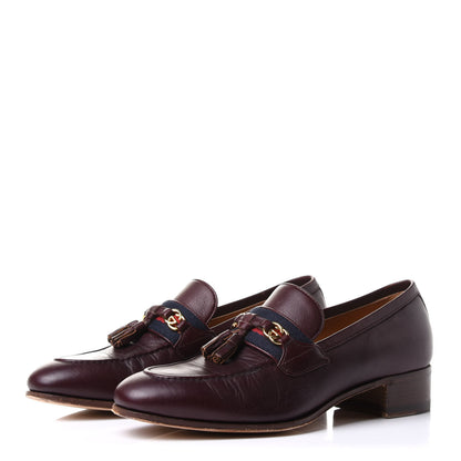Gucci Calfskin Web Interlocking G Tassel Loafers 35.5 Ruby Bordeaux 3 of 12